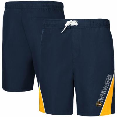 Milwaukee Brewers G-III Sports by Carl Banks Sunrise Volley Swim Trunks - Navy