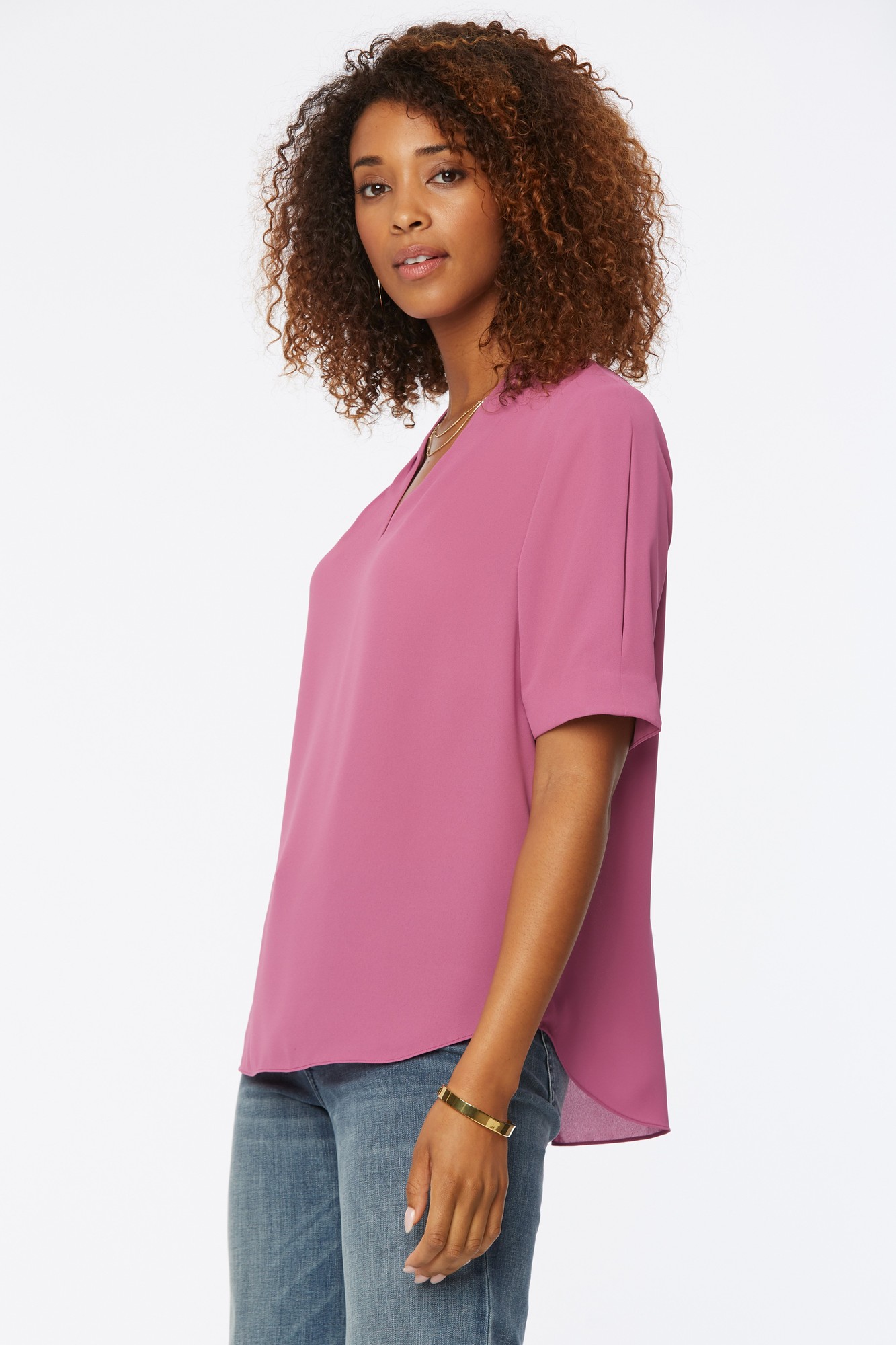NYDJ Women's Charming Top in Magenta, Regular, Size: Small