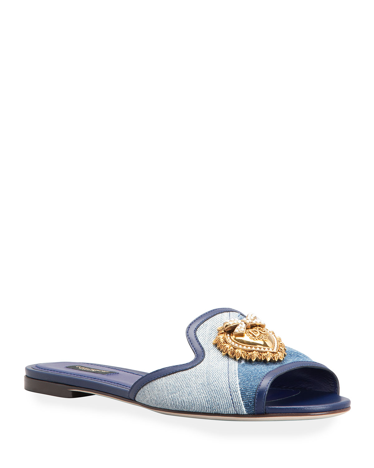Devotion Denim Crest Flat Slide Sandals