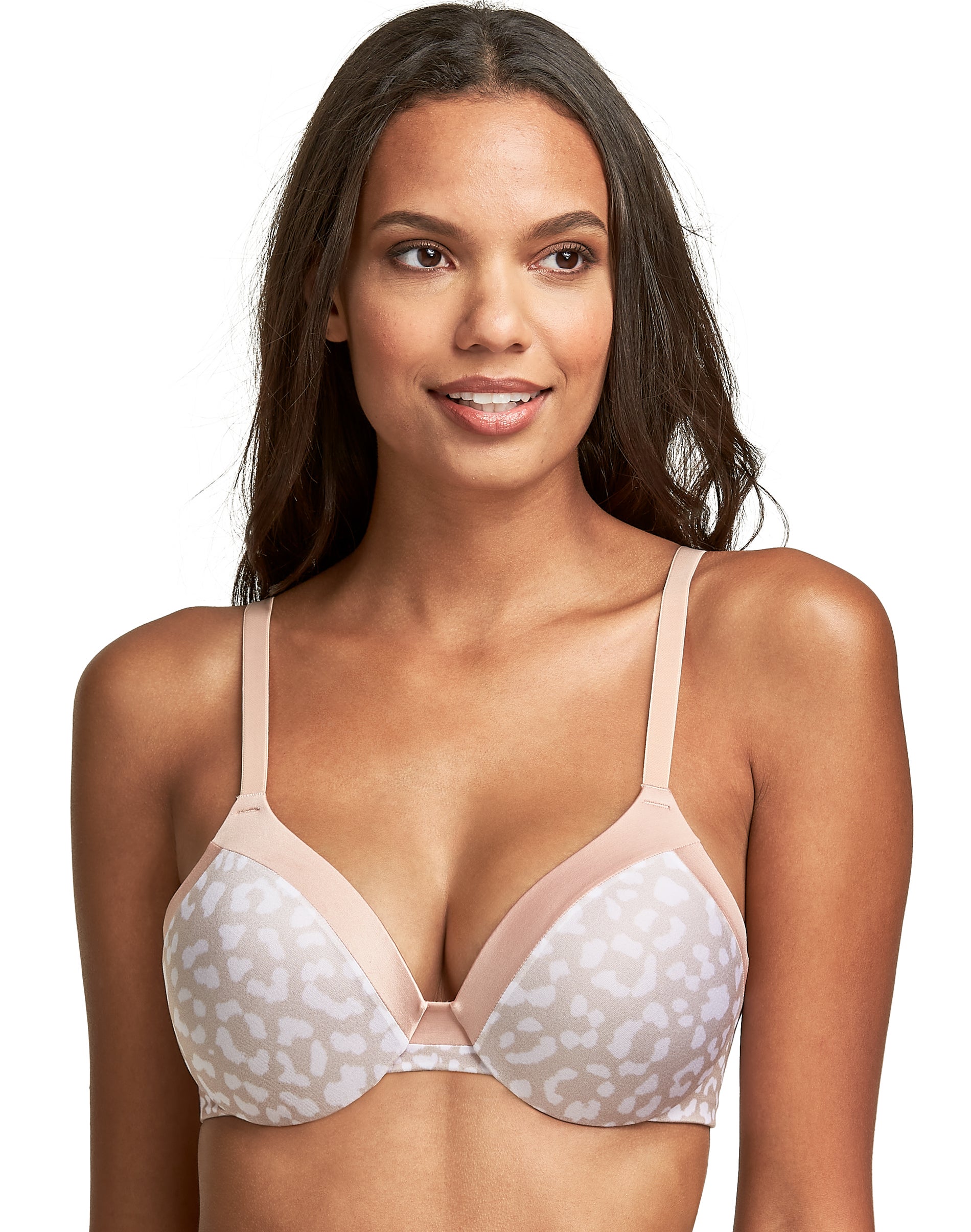 Maidenform Comfort Devotion Tailored Full Coverage T-Shirt Bra (Size 34-B) Leopard/Blush, Elastine,Nylon