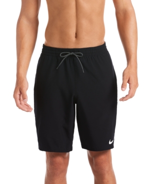 Nike Men S Swim Logo Tape Racer Volley Shorts in Black-Size Small