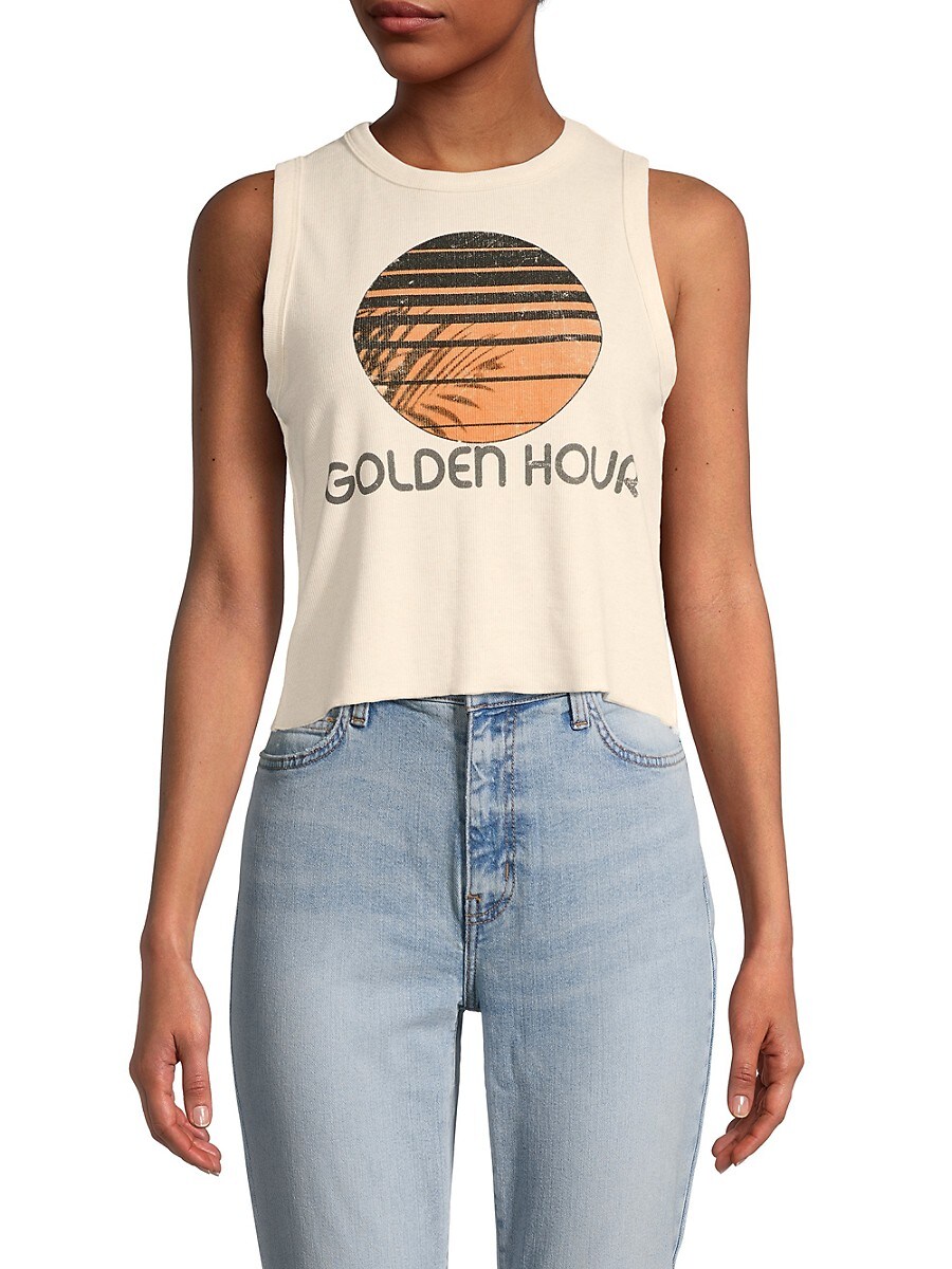 Chaser Golden Hour Cropped Linen-Blend Muscle Tank