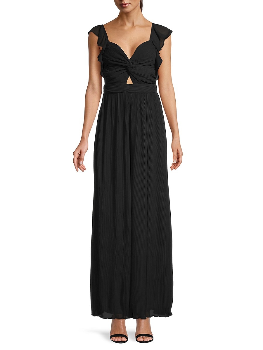 ASTR the Label Womens Sleeveless Golden Hour Pleated Wide Leg Jumpsuit
