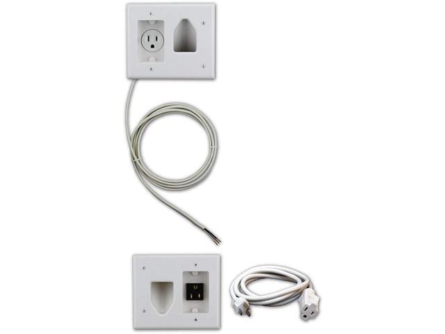 DataComm Electronics 50-3323-WH-KIT Flat Panel TV Cable Organizer Kit with Power Solution - W