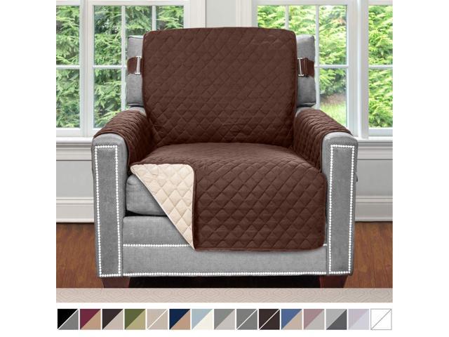 Sofa Shield Original Patent Pending Reversible Chair Protector for Seat Width up to 23 Inch, Furniture Slipcover, 2 Inch Strap, Chairs Slip Cover.