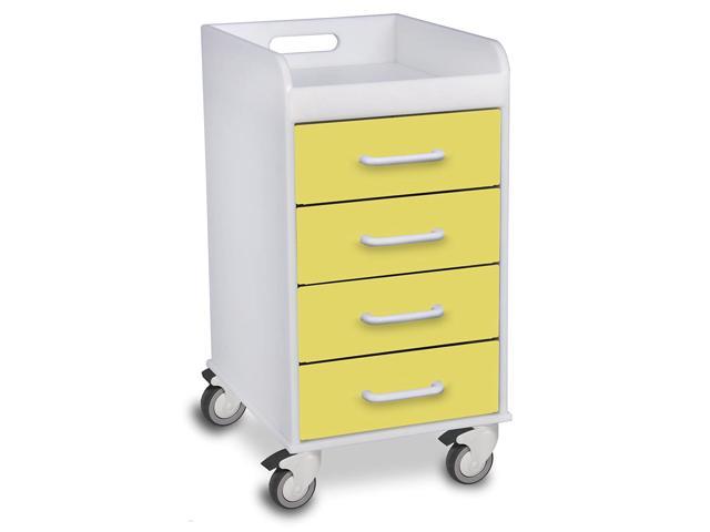 TrippNT 51082 Polyethylene Compact Locking Cart, 14' Width X 27' Height X 19' Depth, 4 Drawers, Bright Idea