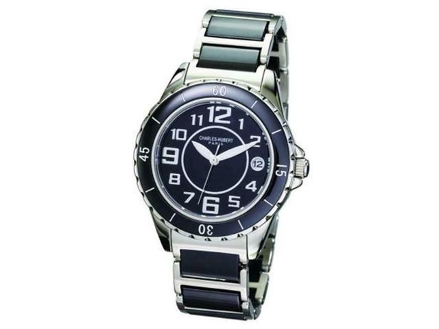 Charles-Hubert- Paris Womens Stainless Steel and Ceramic Quartz Watch #6755-B