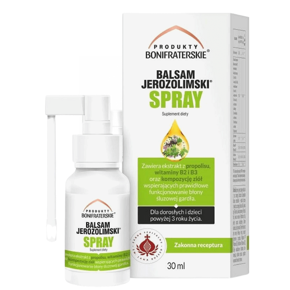 Balsam Jerozolimski Spray Propolis Witamina B2 B3 I Kompozycja Ziół 30 Ml Produkty Bonifraterskie