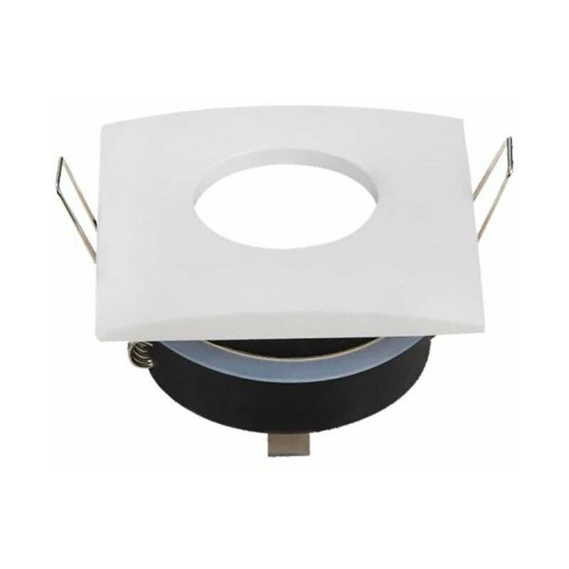 Support De Spot Étanche Fixe IP65 GU10/MR16 Carré Blanc 82mm