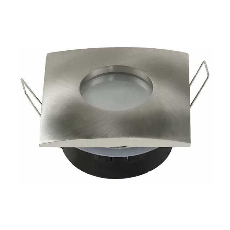 Support De Spot Étanche Fixe IP65 GU10/MR16 Carré Satin Nickel 82mm