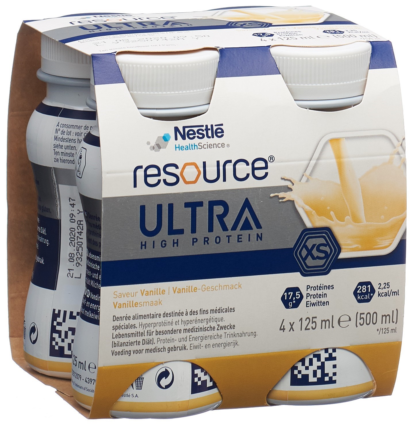 Resource Ultra High Protein XS Vanille (4x125 Ml)