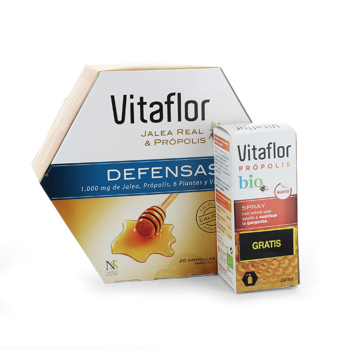 Vitaflor Defensas Jalea Real Y Propolis 20 Ampollas + Spray Para Suavizar La Garganta GRATIS