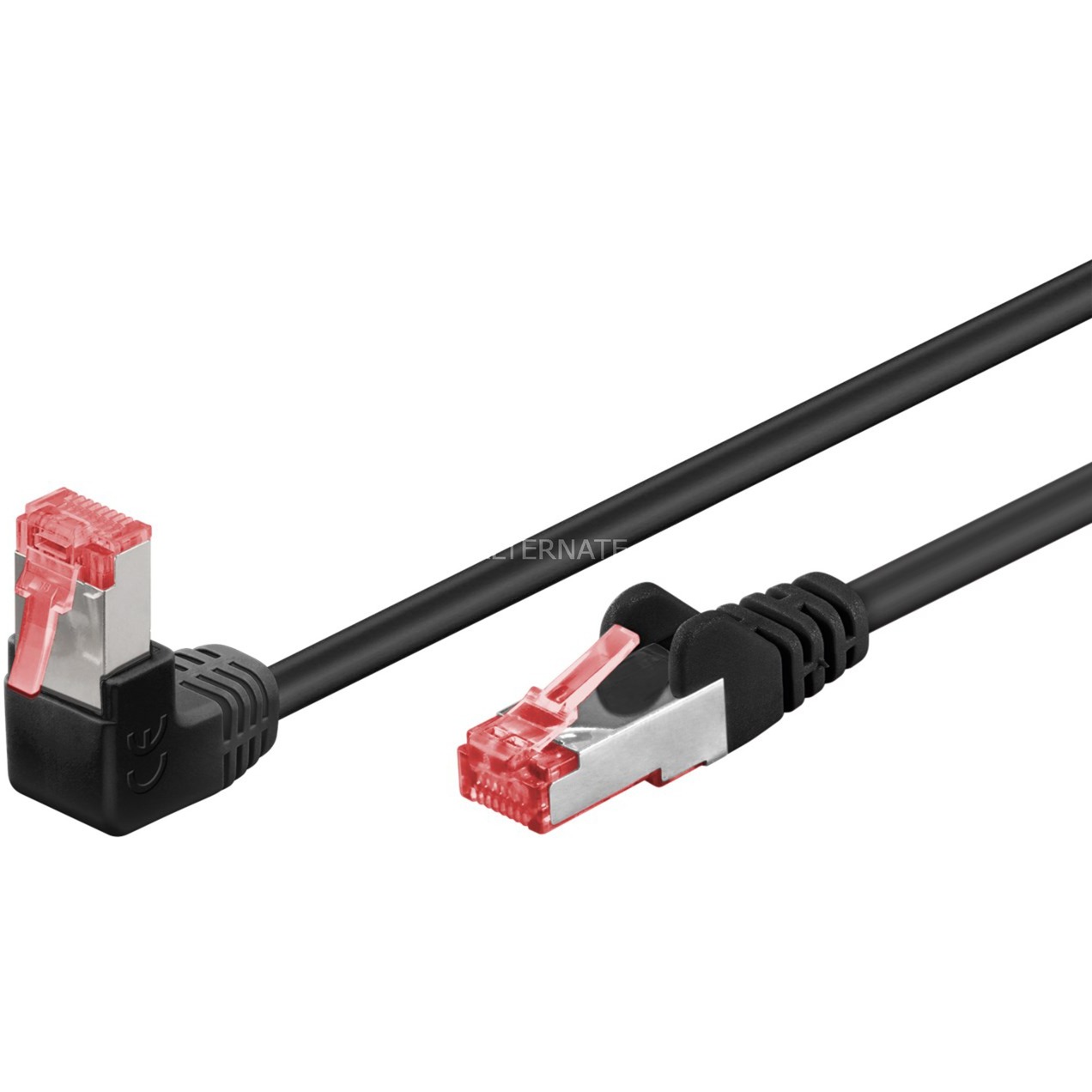 Wentronic Goobay - Patch-Kabel - RJ-45 (M) Gewinkelt Bis RJ-45 (M) Gerade - 2,0m - 6 Mm - SFTP, PiMF - CAT 6 - Halogenfrei, Rund, Hauchvergoldete Kont