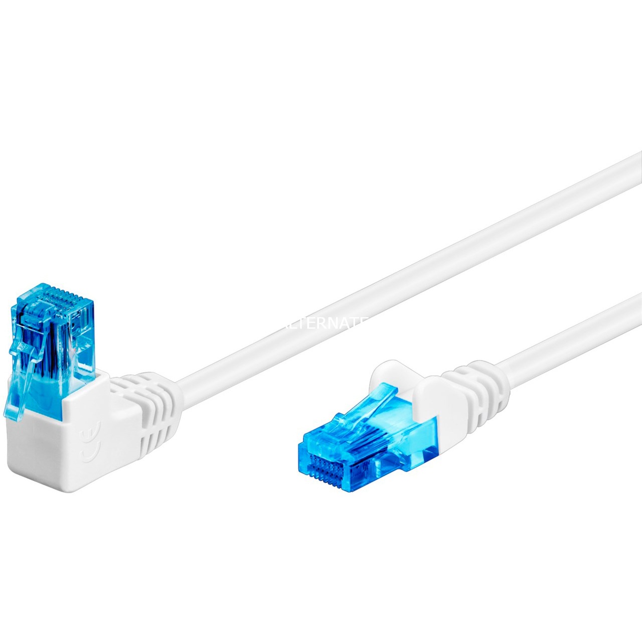 Wentronic Goobay - Patch-Kabel - RJ-45 (M) Gewinkelt Bis RJ-45 (M) Gerade - 1 M - 5.9 Mm - UTP - CAT 6a - Halogenfrei, Rund, Verseilt - Weiß (51536)