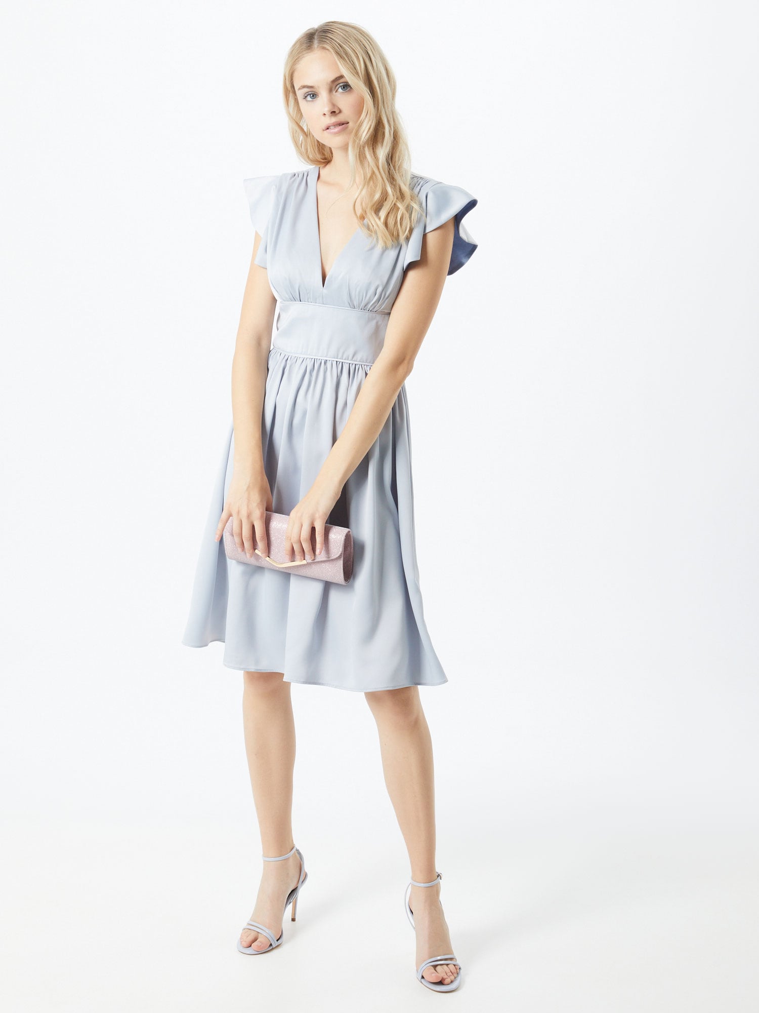 Chi Chi Ruffle Sleeve MIDI Dress in Blue, Size 16 thumbnail