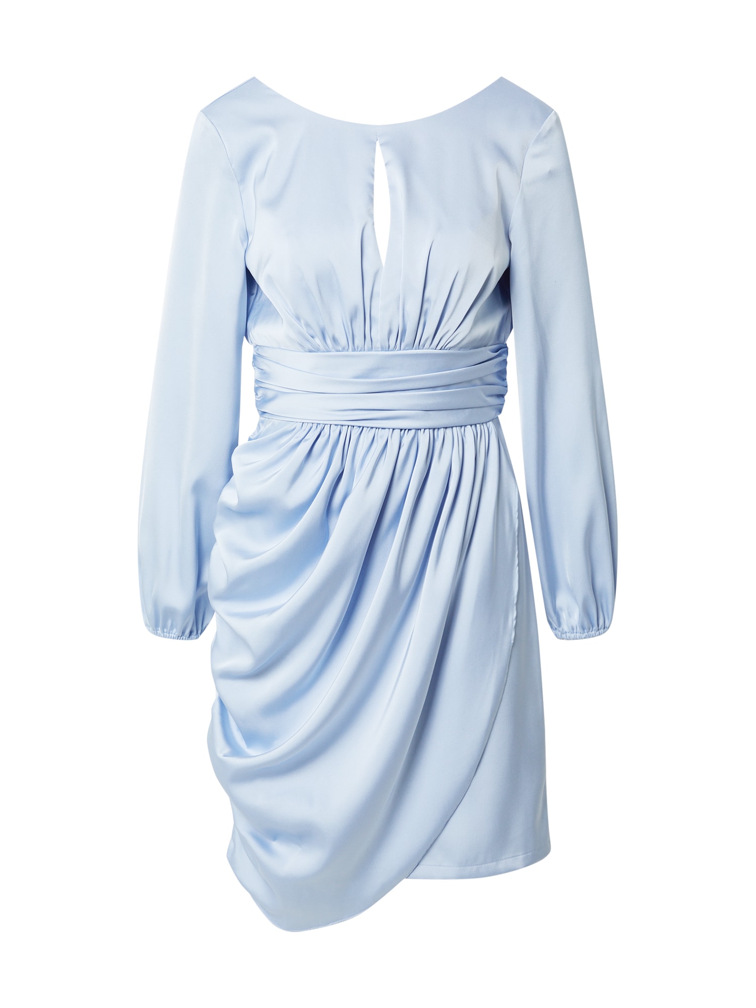 Chi Chi Long Sleeve Satin Finish Mini Dress in Blue, Size 16