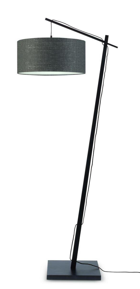 Stehlampe \'Andes\' Bambus-Schwarz Schatten-Dunkelgrau 176 Cm Verstellbar 1xE27 Ohne Glühlampe [GM-ANDES / F / B / 4723 / DG]