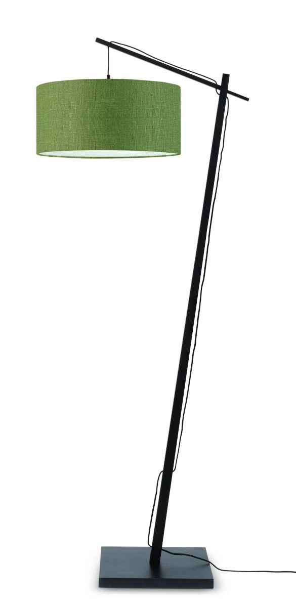 Stehlampe \'Andes\' Bambus-Schwarz Schatten-Waldgrün 176Cm Einstellbar 1xE27 Ohne Glühbirne [GM-ANDES / F / B / 4723 / GF]