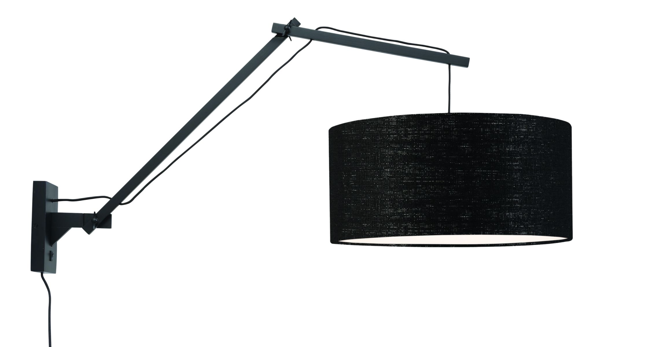 Wandleuchte \'Andes\' Bambus-Schwarz Bildschirm-Schwarz 70Cm Einstellbar 1xE27 Ohne Glühbirne [GM-ANDES / W3 / B / 4723 / B]