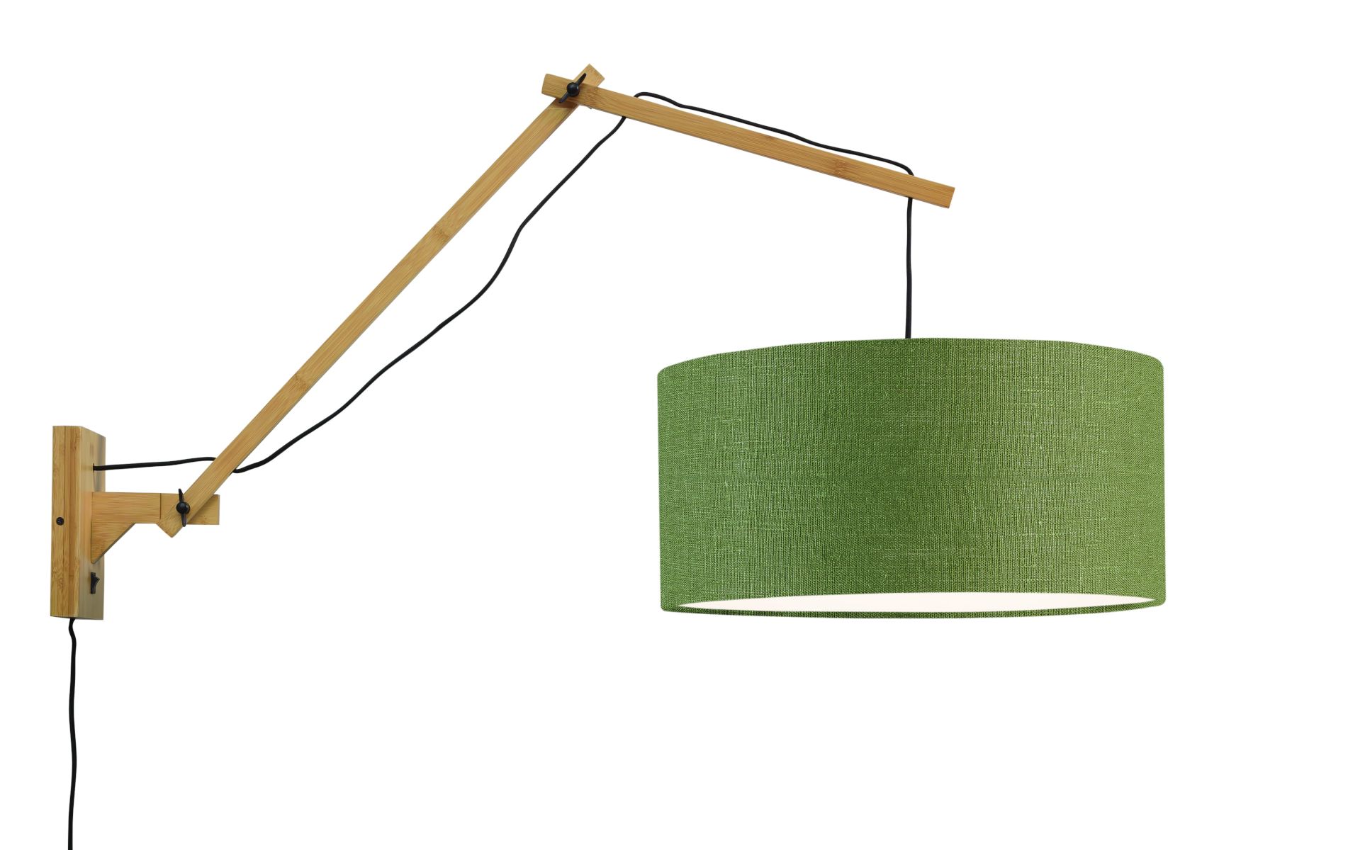 Wandleuchte \'Andes\' Bambus-Natural Screen-Forest Green 70Cm Verstellbar 1xE27 Ohne Glühbirne [GM-ANDES / W3 / N / 4723 / GF]