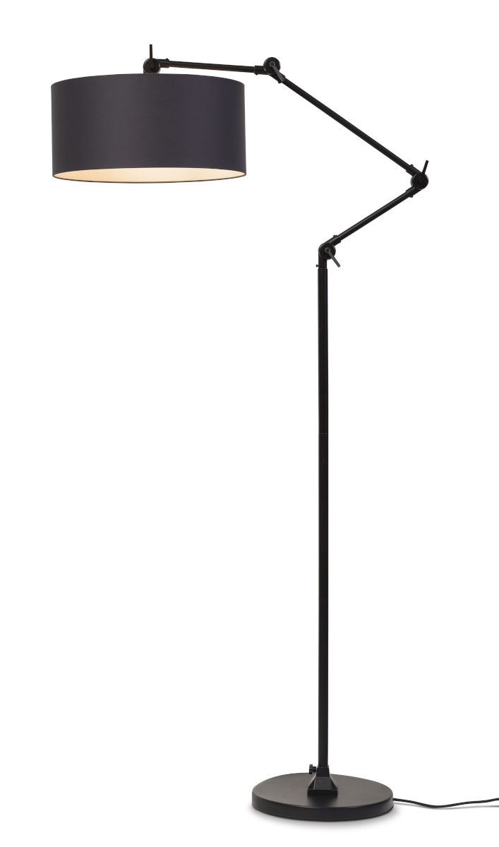Stehlampe \'Amsterdam\' Eisen-Schwarz Schatten-Schwarz Höhe: 190 Cm Einstellbar 1xE27 Ohne Glühlampe [IAR-AMSTERDAM / F / B / 4723