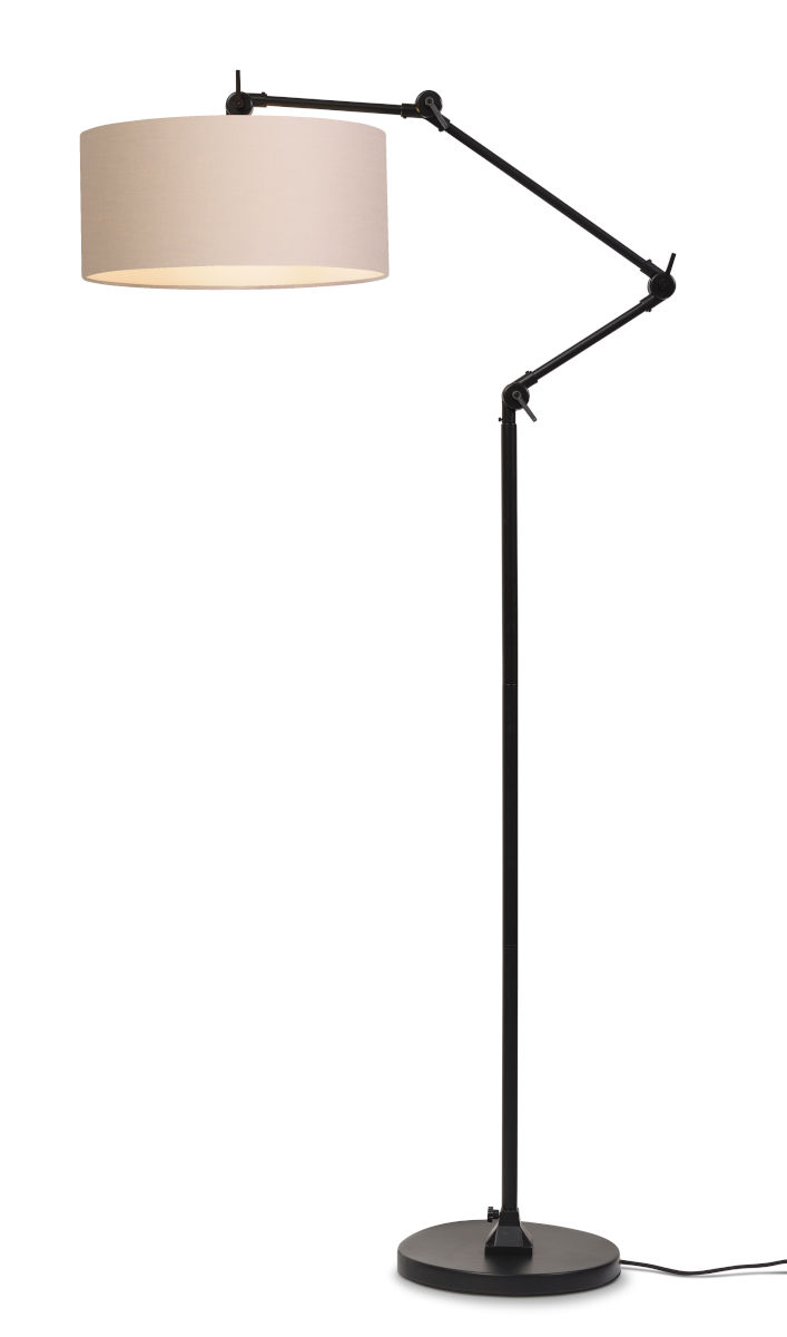 Stehlampe \'Amsterdam\' Eisen-Schwarz Shade-Taupe Höhe: 190 Cm Einstellbar 1xE27 Ohne Glühlampe [IAR-AMSTERDAM / F / B / 4723 / T]