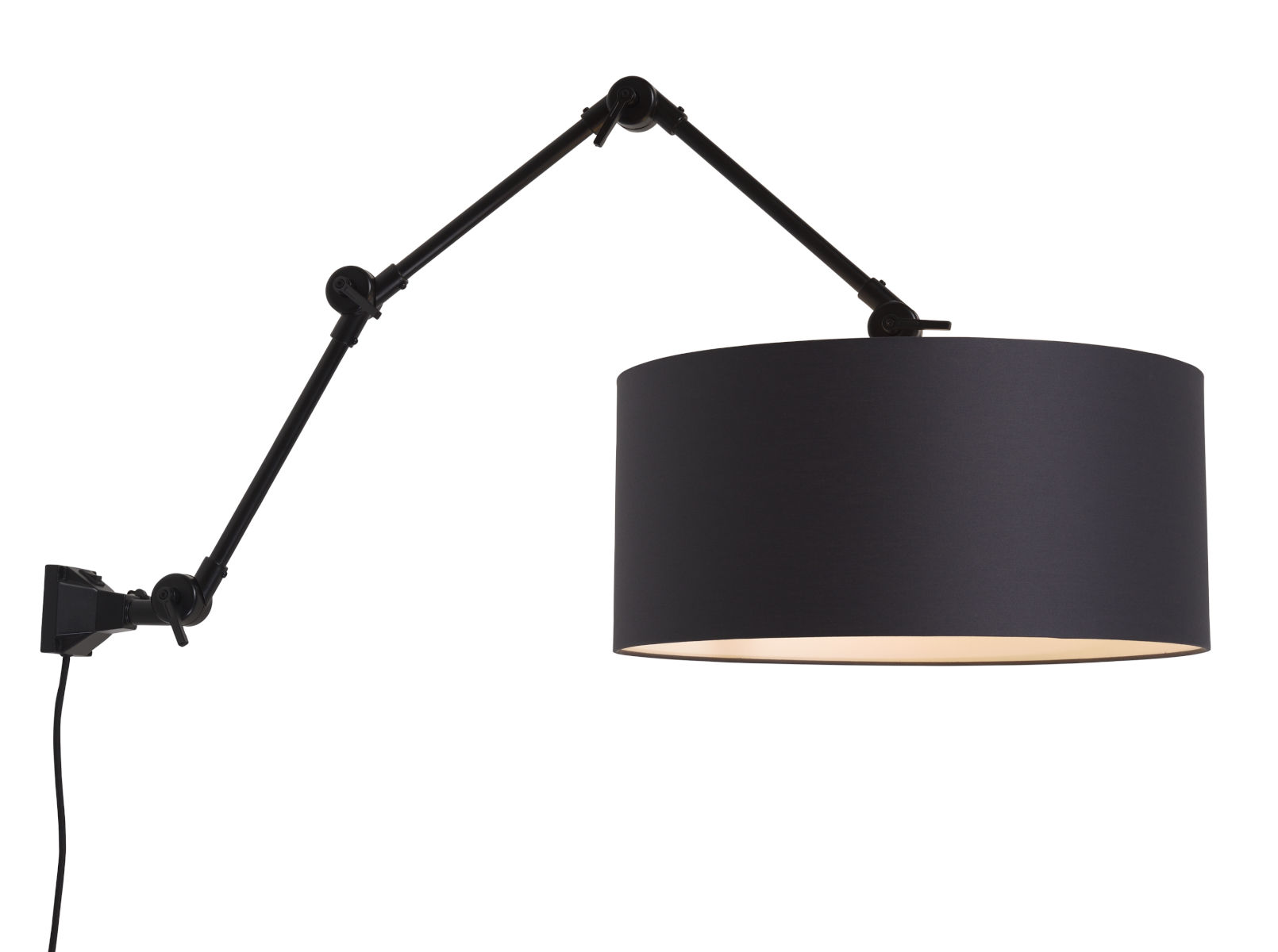 Wandleuchte \'Amsterdam\' Eisen-Schwarz Schatten-Dunkelgrau 85 Cm Einstellbar 1xE27 Ohne Glühlampe [IAR-AMSTERDAM / W3 / B / 4723