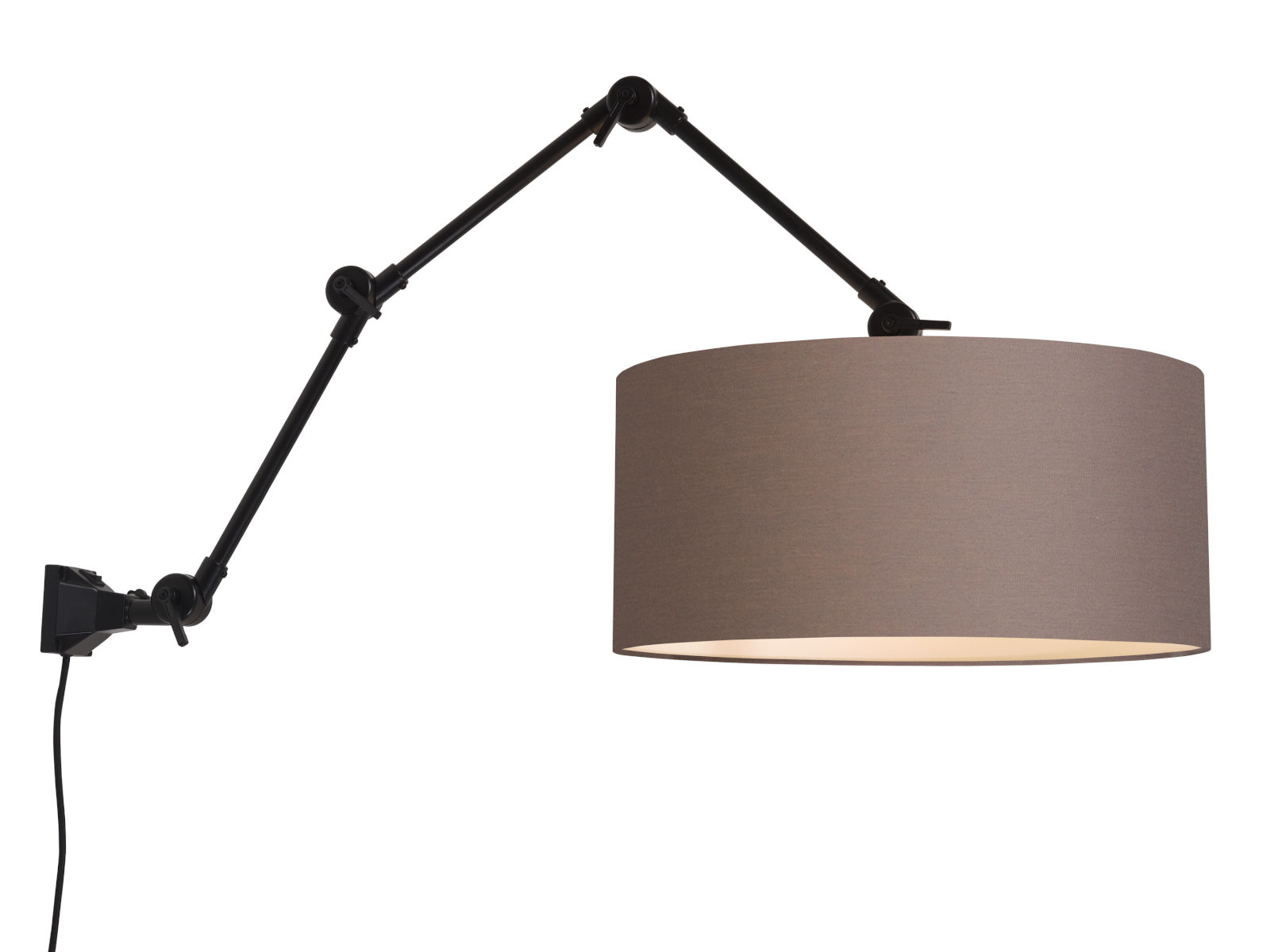 Wandleuchte \'Amsterdam\' Eisen-Schwarz Bildschirm-Sandgrau 85 Cm Einstellbar 1xE27 Ohne Glühlampe [IAR-AMSTERDAM / W3 / B / 4723