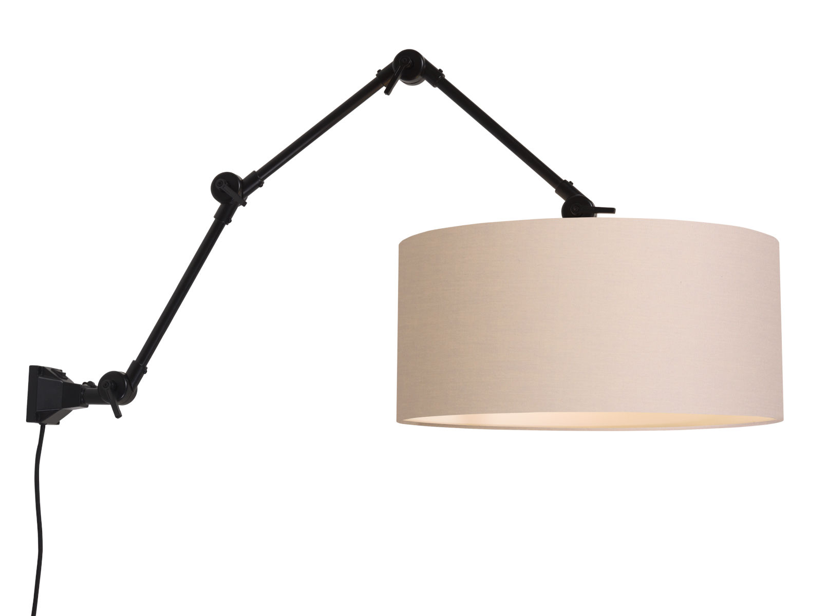 Wandleuchte \'Amsterdam\' Eisen-Schwarz Shade-Taupe 85Cm Verstellbar 1xE27 Ohne Glühlampe [IAR-AMSTERDAM / W3 / B / 4723 / T]