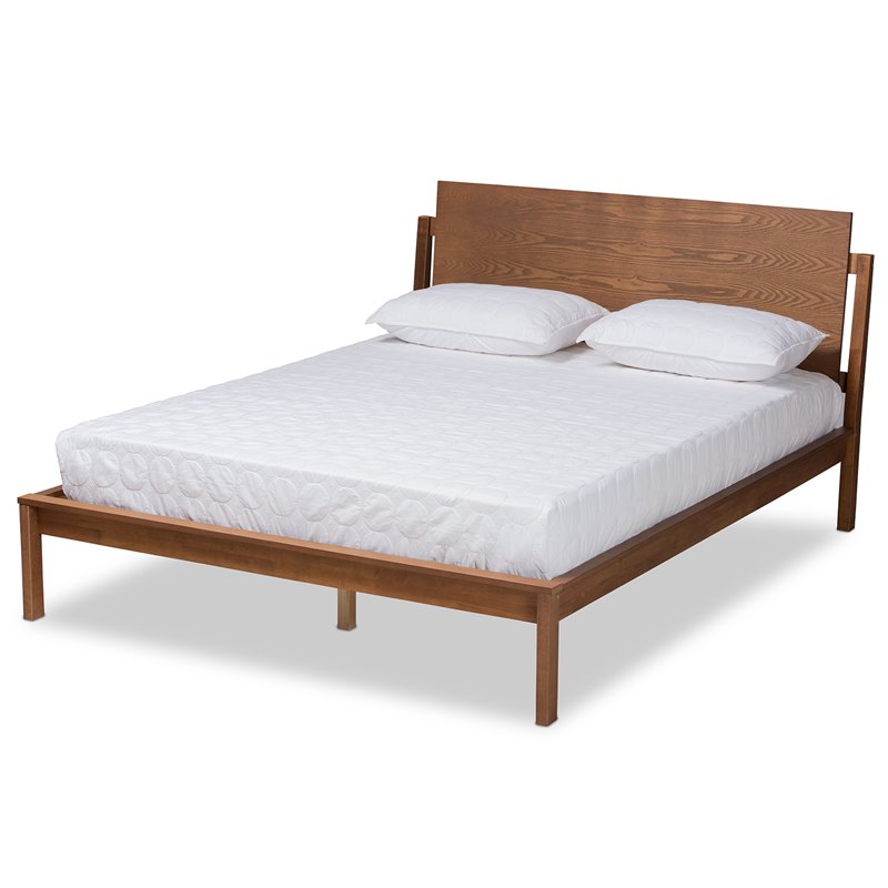 Baxton Studio Giuseppe Modern Walnut Brown Finished Queen Size Platform Bed - Wholesale Interiors MG-0049-Ash Walnut-Queen