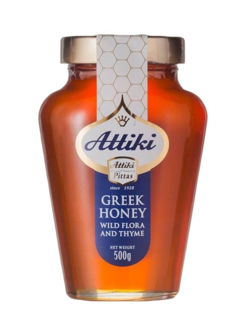 Attiki Pure Greek Honey with Wild Flora and Thyme - Enjoy Honey’s Balanced Flavors  Wholesome Benefits and Sweet Natural Goodness  16 Oz Jar