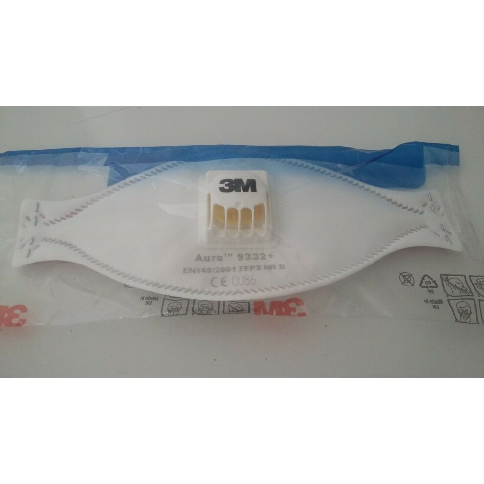 3M 9332+ Aura FFP3 / N99 Valved Respirator Face Mask - Made in UK thumbnail