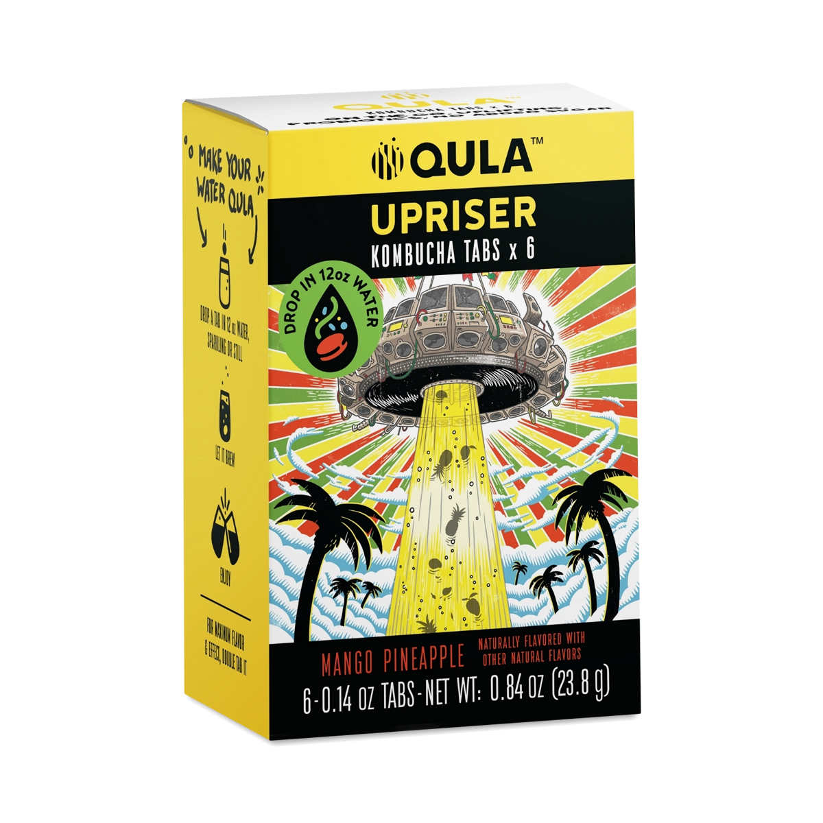QULA Kombucha Drink Tabs (Upriser MANGO PINEAPPLE Flavor) Transform Water Into Delicious KOMBUCHA with Probiotics, No Added Sugar, Under 5 Calories, K