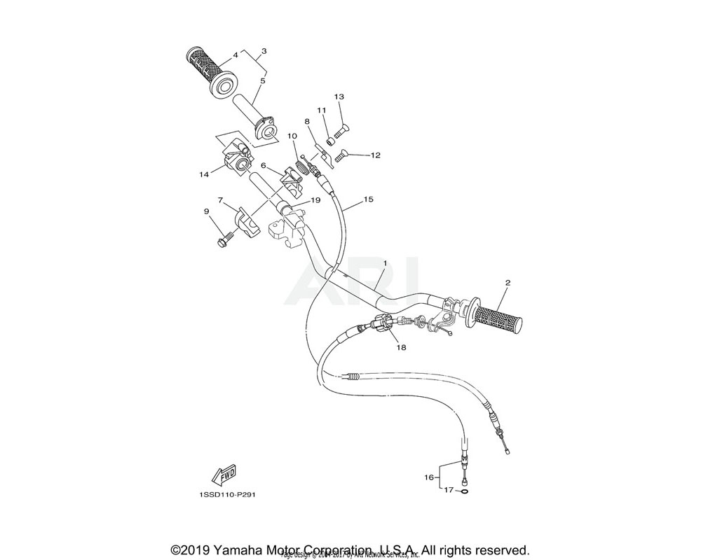 Yamaha OEM 1C3-26282-90-00 CAP, GRIP UNDER