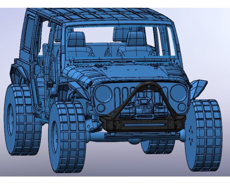 Hammerhead Armor 600-56-0700 Jeep JK Front Winch Bumper Minimalist Stinger for 07-18 Wrangler JK Black Steel