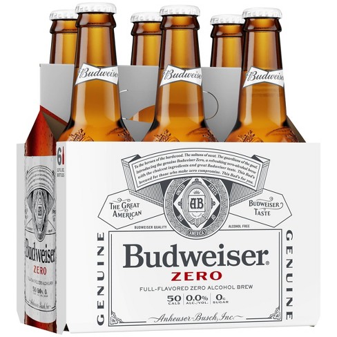 Budweiser Zero Non-Alcoholic Beer, 6 Pack 12 Fl. Oz. Bottles