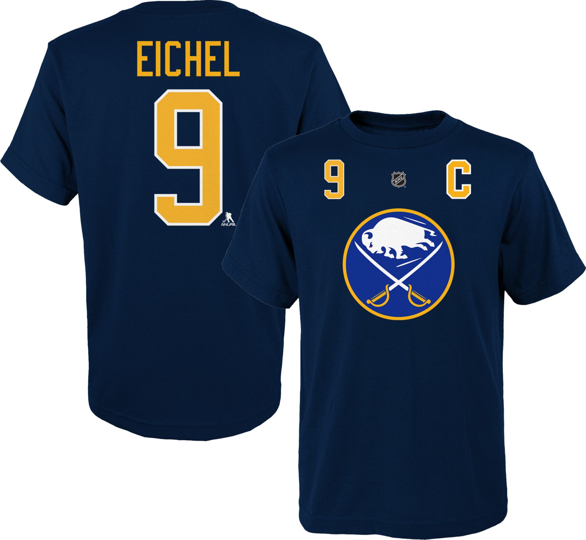 NHL Youth Buffalo Sabres Jack Eichel #9 Blue T-Shirt, Kids, XL