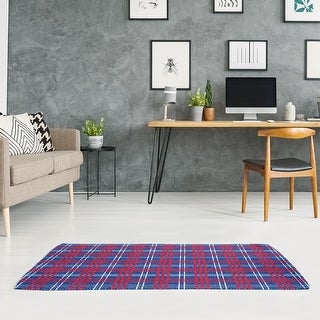ArtVerse Buffalo Football Luxury Plaid Area Rug Blue/White/Red 4 X 6 4 X 6