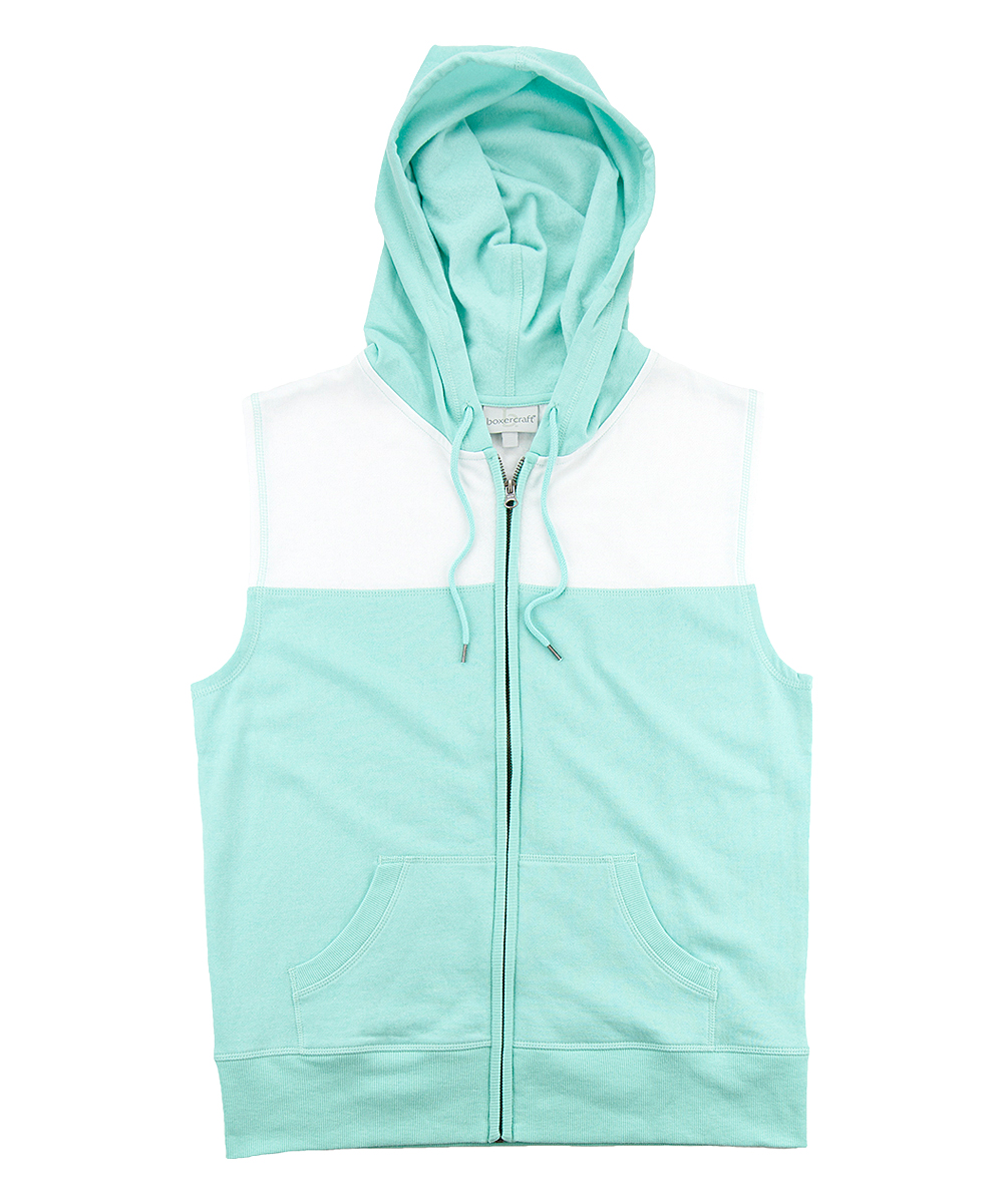 Boxercraft Women's Sweatshirts and Hoodies MNW - Mint & White Sleeveless Hoodie - Women & Juniors