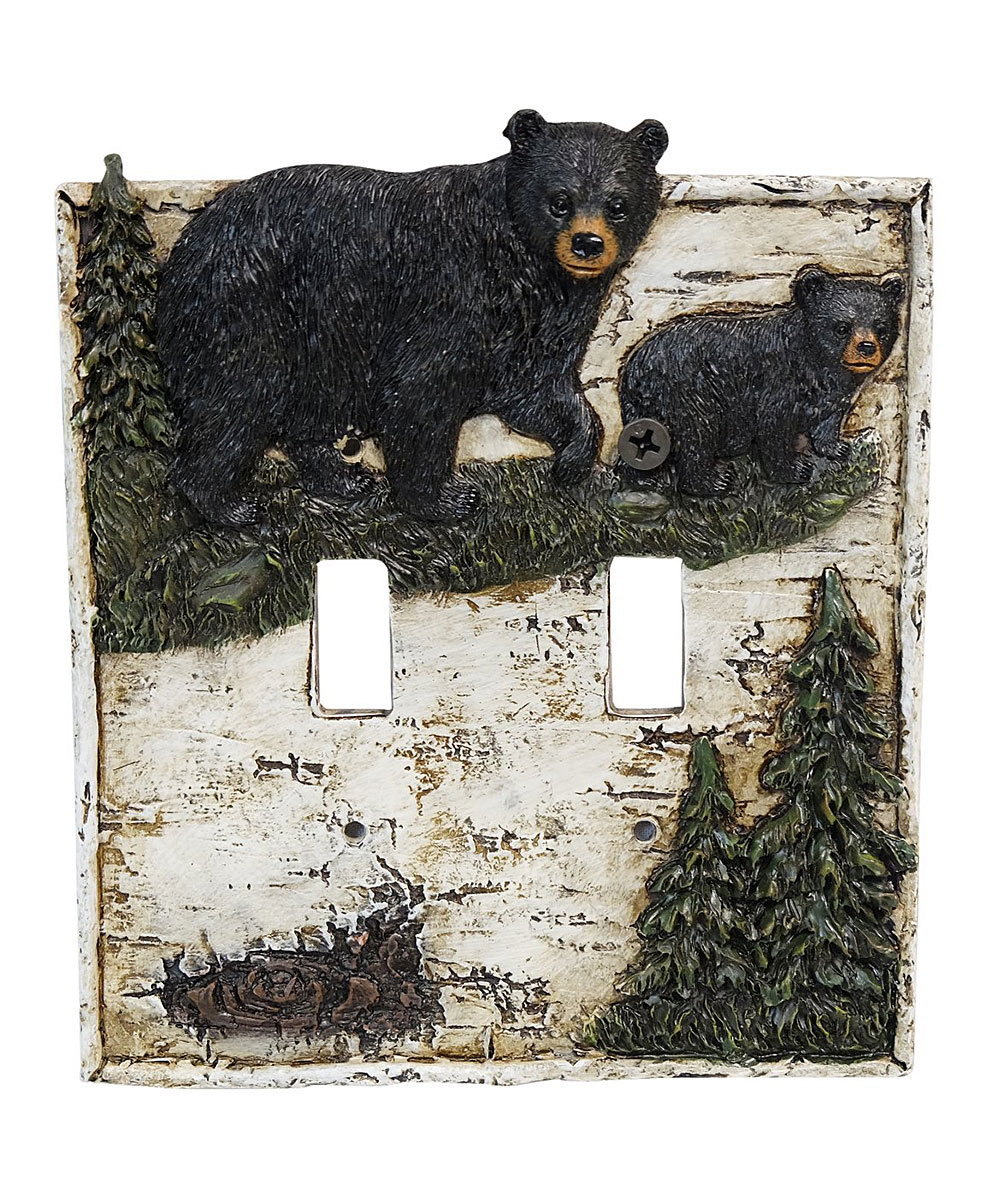 De Leon Collections  Wall Art  - Bear on Birch Double Switch Cover