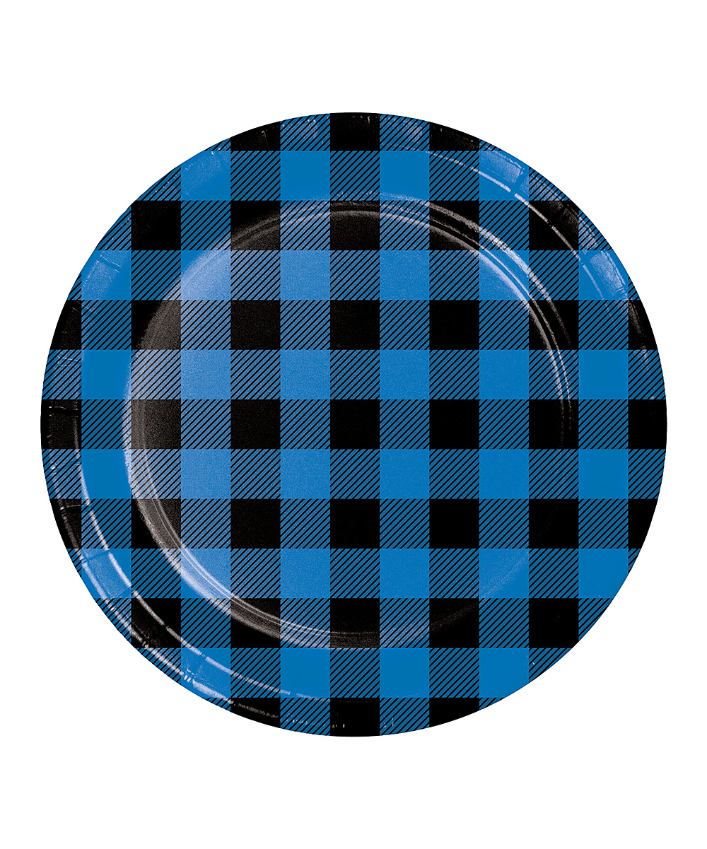 Blue Buffalo Plaid Plates, 9 Inches, 8 Count