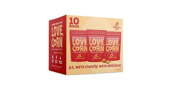 LOVE CORN: Habanero Chilli | Roasted Crunchy Corn - Gluten-Free - Plant Based & Vegan - Healthy Snack - Low Calorie - No