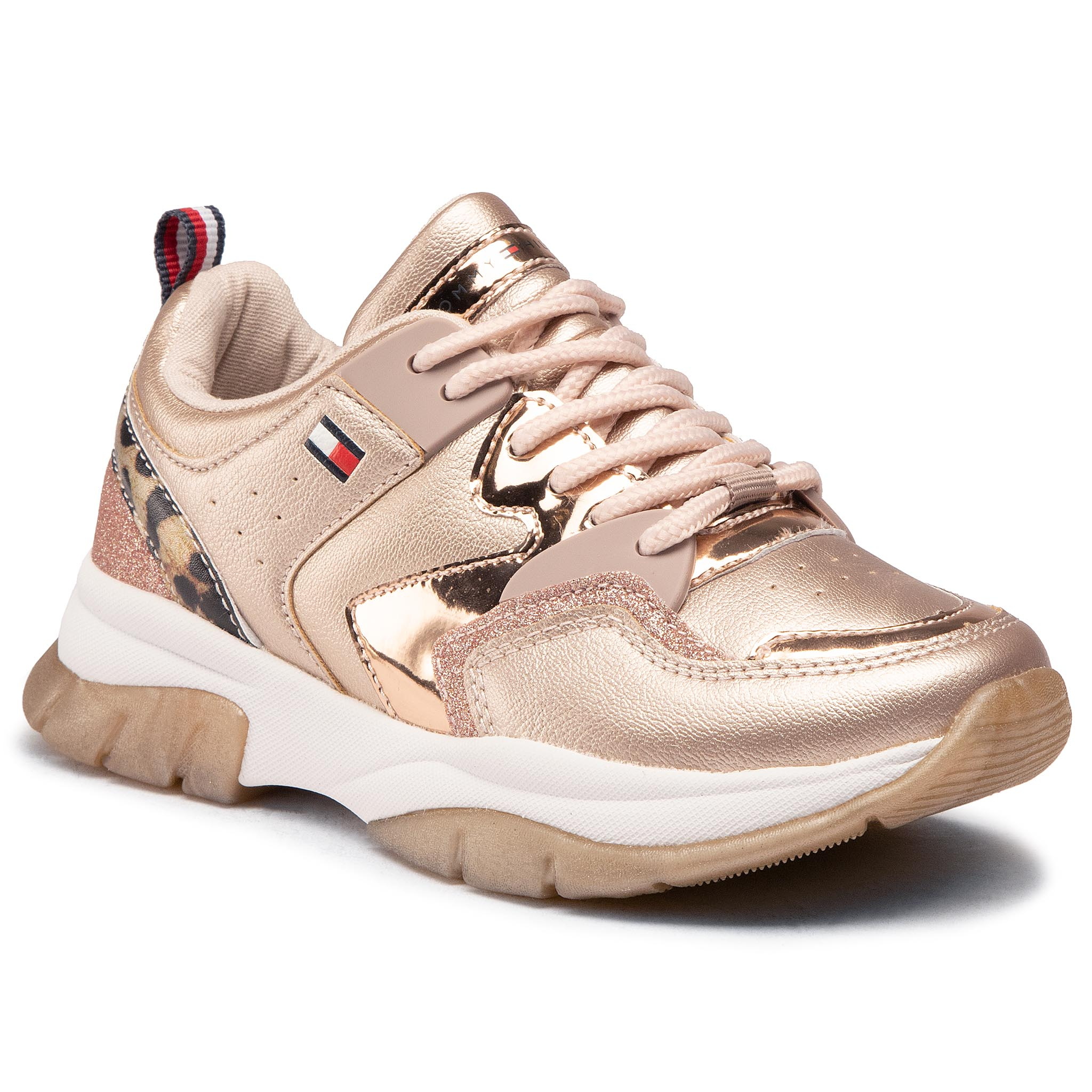 TOMMY HILFIGER - Low Cut Lace-up Sneaker T3A4-30825-0489 M Rose Gold/Beige X938