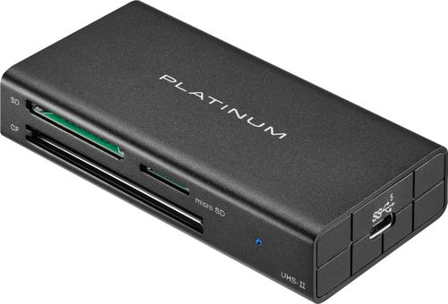 Platinum - USB 3.2 Gen 1 SD, MicroSD, CF 3 Slot Memory Card Reader - Black