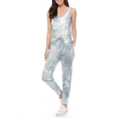Pink Rose Sage Mint Tie Dye Junior's Tie Dye Knit Jumpsuit