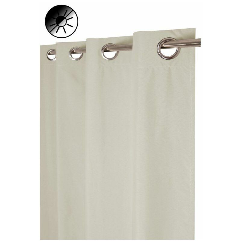 Rideau Occultant 135 X 260 Cm à Oeillets Aspect Coton Uni Ecru Ecru - Ecru