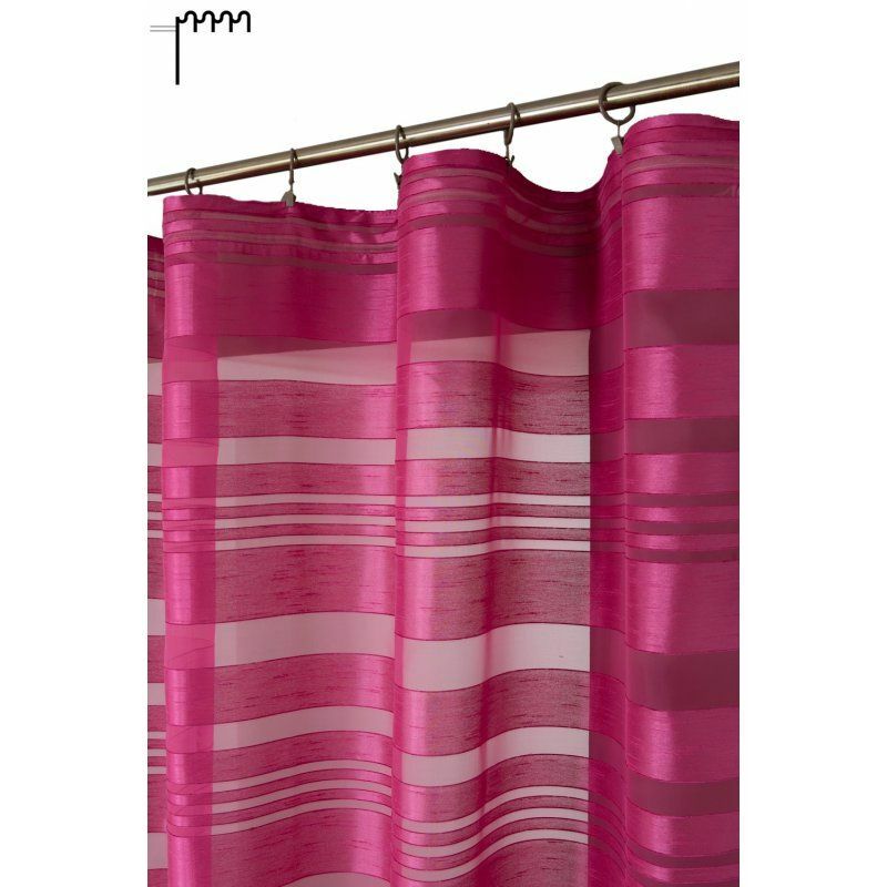 Voilage 140 X 270 Cm à Galon Fronceur Grande Hauteur Brillant Rayé Fuchsia Rose - Rose