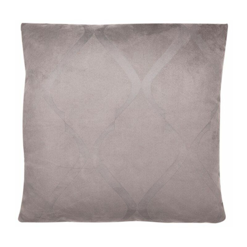 Housse De Coussin 40 X 40 Cm Déhoussable Suédine Estampillée Ton Sur Ton Motif Croisillons Gris Gris 40 - Gris