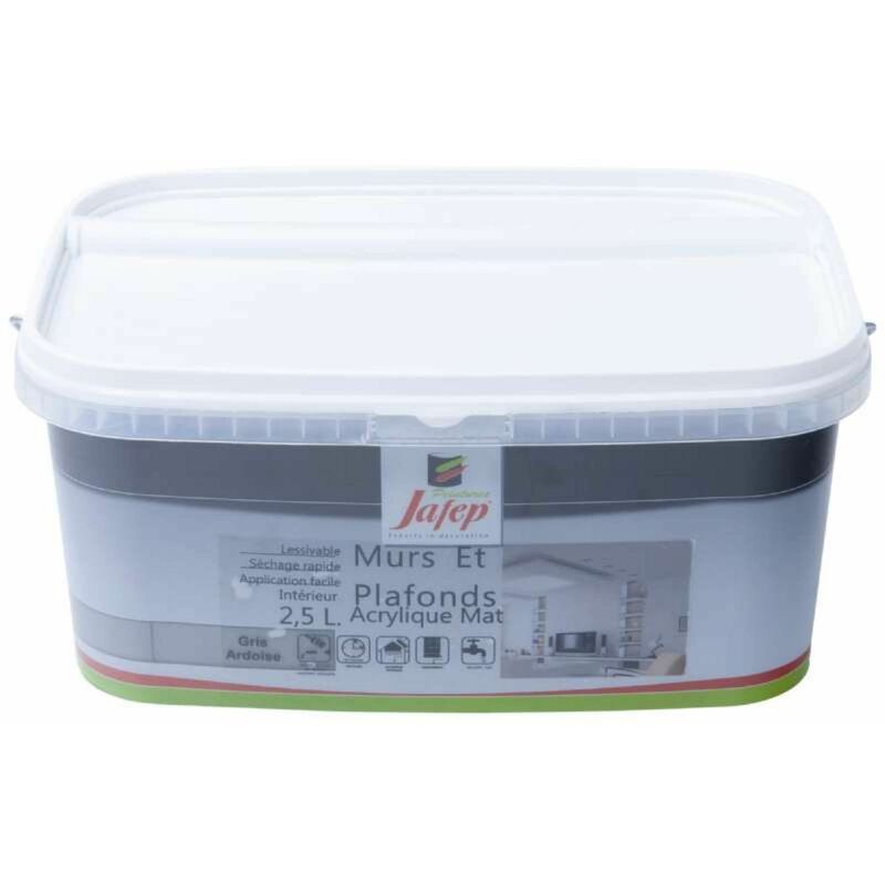 Peinture Mur Et Plafond Acrylique Mat Gris Ardoise 2,5L - Jafep