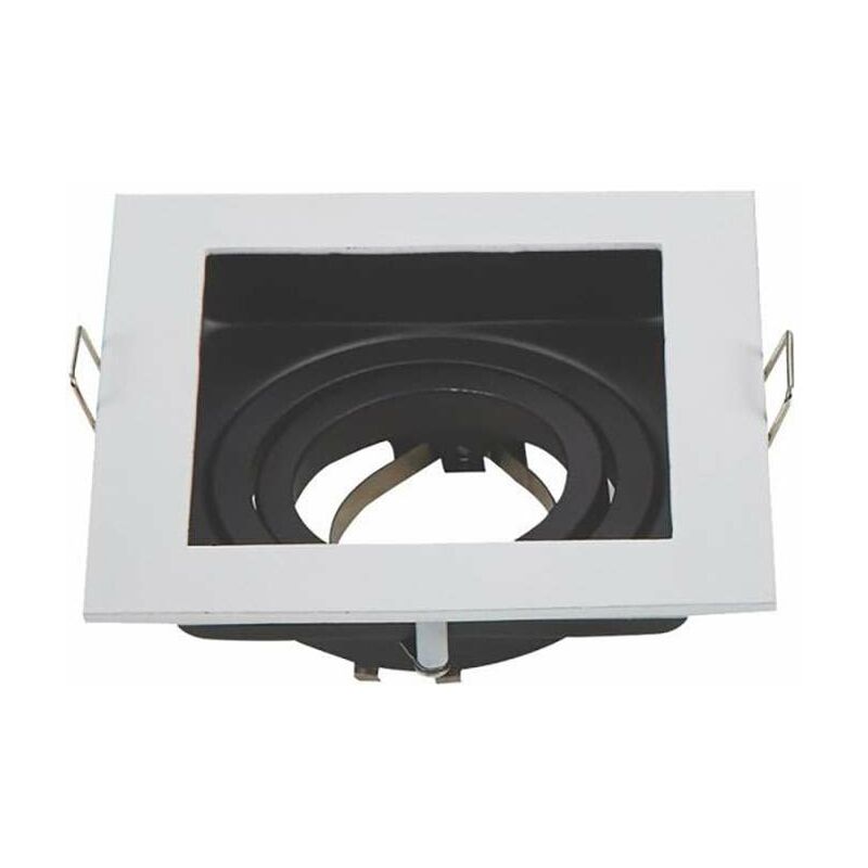 Support De Spot GU10/MR16 Carré Blanc Et Noir 100x100mm Avec Tête Inclinable